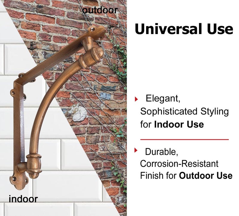 NACH Decorative Shelf Brackets, 2 Pack of 9.6 x 1.7 x 9.6 inch Copper Cast Iron Shelf Brackets - Decorative Brackets for Mounting - Half Round Style Brackets - Image 4